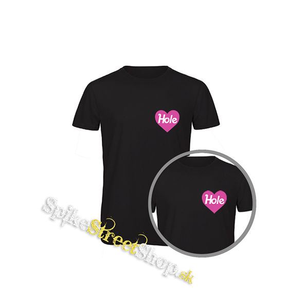 HOLE - Pink Logo Heart - čierne detské tričko