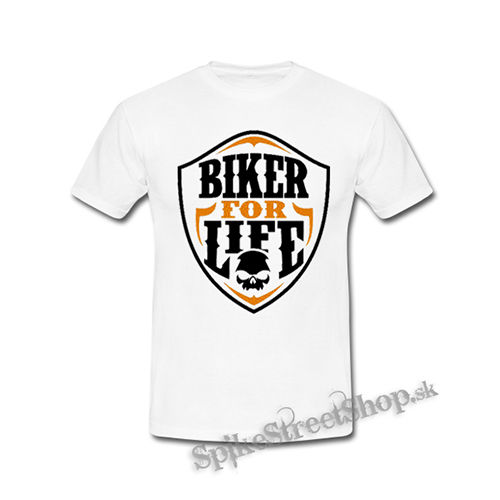 BIKER FOR LIFE - Skull Logo Crest - biele detské tričko