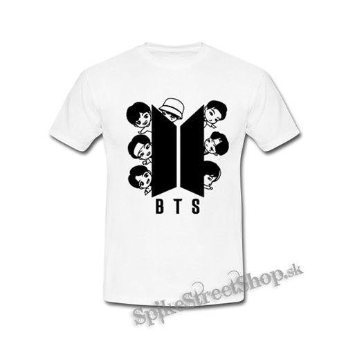 BTS - BANGTAN BOYS - Cartoon Band - biele detské tričko