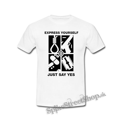 EXPRESS YOURSELF JUST SAY YES - biele detské tričko