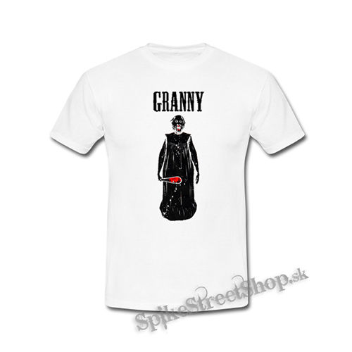 GRANNY HORROR VILLAGE - Logo & Portrait - biele detské tričko