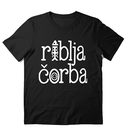 RIBLJA ČORBA - Logo White - čierne detské tričko