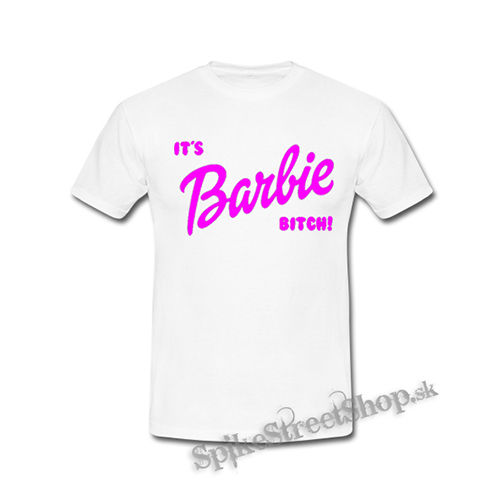 ITS BARBIE BITCH - Logo Ruzove - biele detské tričko