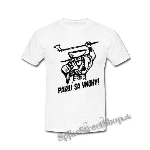 JÁNOŠÍK - Pakuj Sa Vnohy! - biele detské tričko