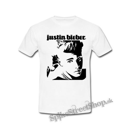 JUSTIN BIEBER - Logo & Portrait Motive 1 (2) - biele detské tričko