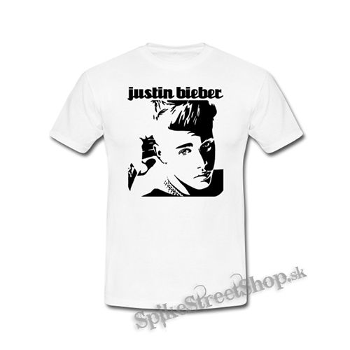 JUSTIN BIEBER - Logo & Portrait Motive 1 - biele detské tričko