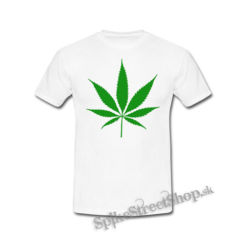 MARIHUANA - Green Leaf - biele detské tričko