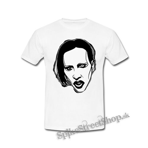 MARILYN MANSON - Art Drawing Portrait - biele detské tričko