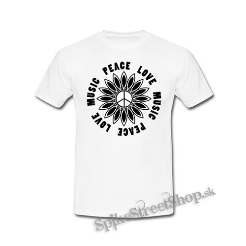 PEACE LOVE MUSIC - biele detské tričko