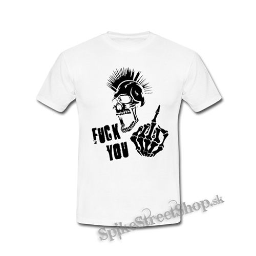 PUNK SKULL - Fuck You - biele detské tričko