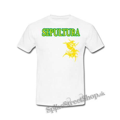 SEPULTURA - Brasil Flag Logo - biele detské tričko