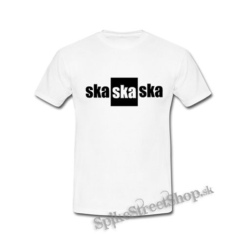 SKA SKA SKA - Nápis Šachovnica - biele detské tričko