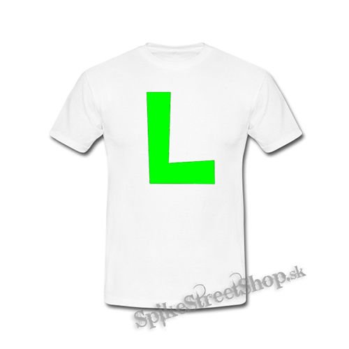 SUPER MARIO - Green Luigi Logo - biele detské tričko