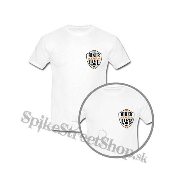 BIKER FOR LIFE - Skull Logo Crest - biele detské tričko