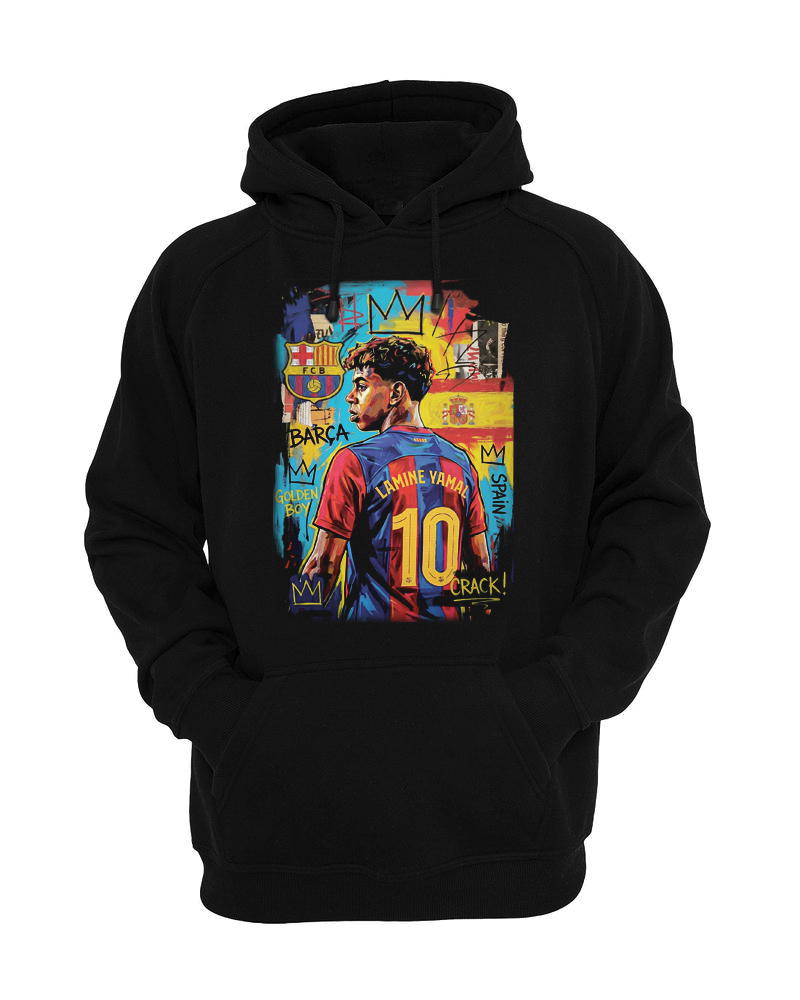 Detská mikina LAMINE YAMAL - Barca Poster Golden Boy - čierna