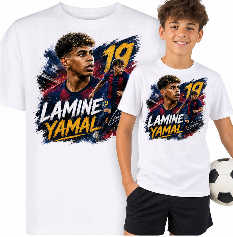 LAMINE YAMAL - Poster Motive 2 - biele detské tričko