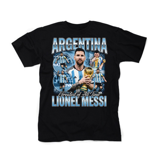 LIONEL MESSI - Argentina Poster - čierne pánske tričko