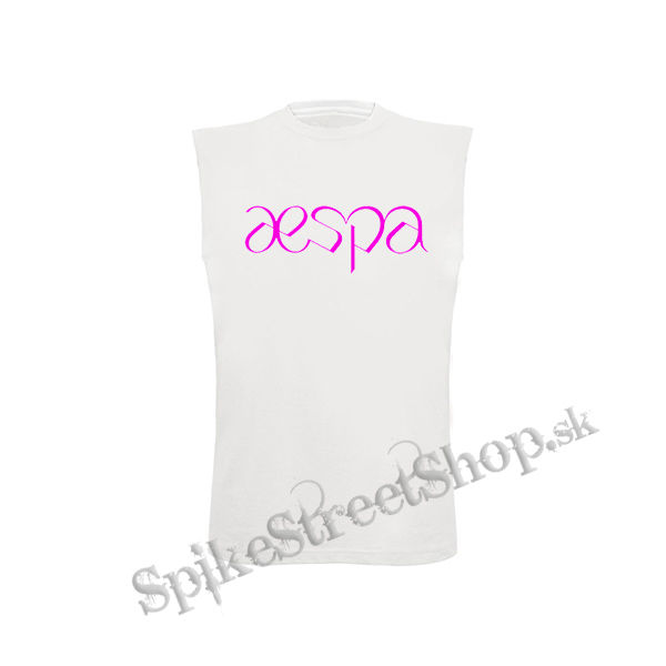 AESPA - Logo Pink - biele pánske tričko bez rukávov