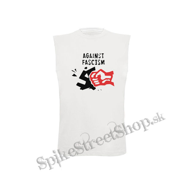 AGAINST FASCISM - biele pánske tričko bez rukávov