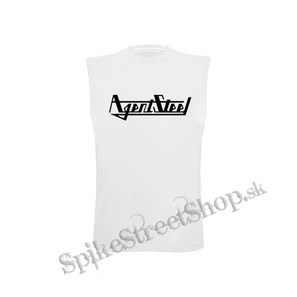 AGENT STEEL - Logo Old School - biele pánske tričko bez rukávov