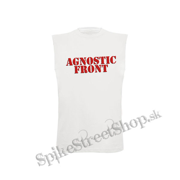 AGNOSTIC FRONT - Logo Red - biele pánske tričko bez rukávov