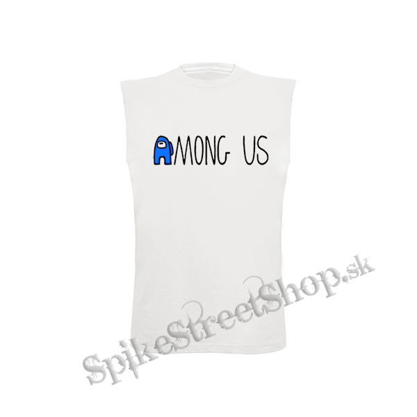 AMONG US - Blue Black Logo - biele pánske tričko bez rukávov