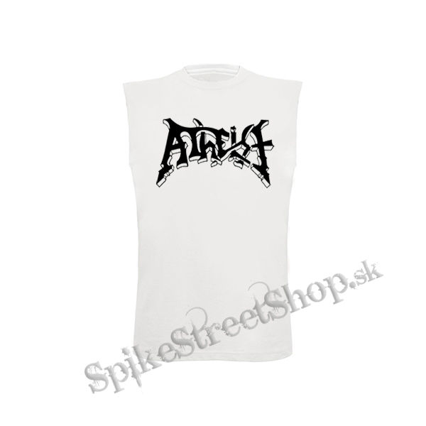 ATHEIST - Logo - biele pánske tričko bez rukávov