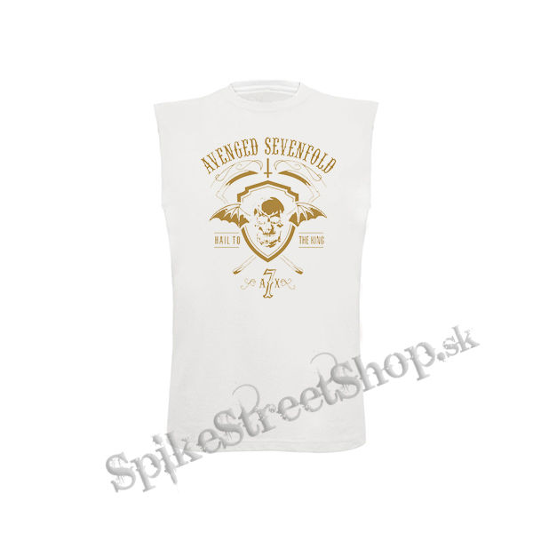 AVENGED SEVENFOLD - Hail To The King Golden Patch - biele pánske tričko bez rukávov