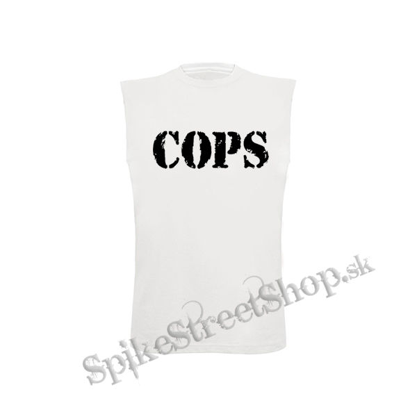 COPS - biele pánske tričko bez rukávov