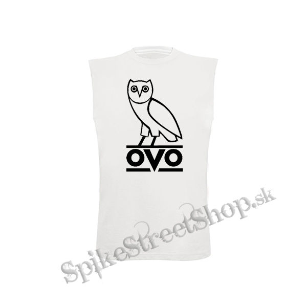 DRAKE - Gold OVO Logo - biele pánske tričko bez rukávov