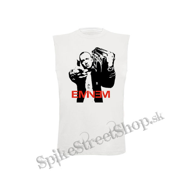 EMINEM - Logo & Portrait - biele pánske tričko bez rukávov