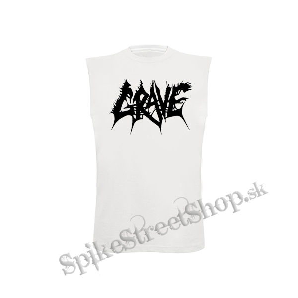 GRAVE - Logo - biele pánske tričko bez rukávov