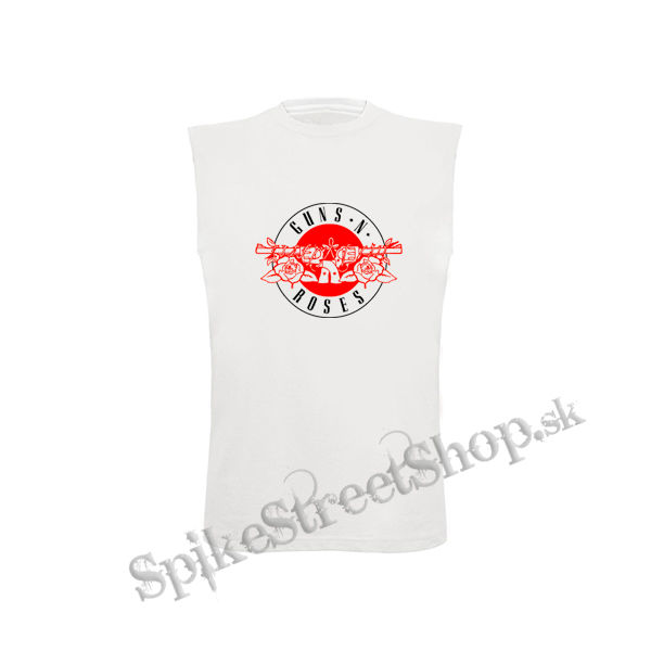 GUNS N ROSES - Classic Bullet Logo Red Black - biele pánske tričko bez rukávov