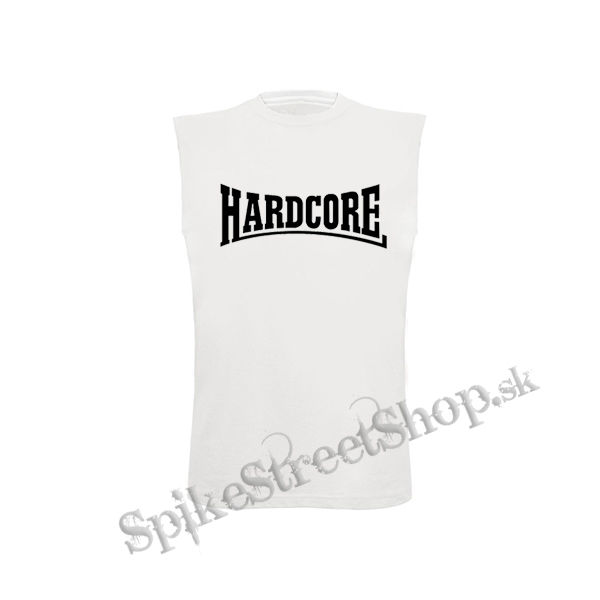 HARDCORE - biele pánske tričko bez rukávov