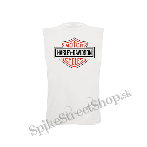 HARLEY DAVIDSON - Red Crest Logo Motive 2 - biele pánske tričko bez rukávov