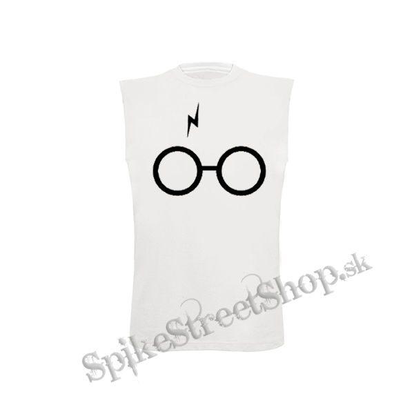 HARRY POTTER - Glasses Crest - biele pánske tričko bez rukávov