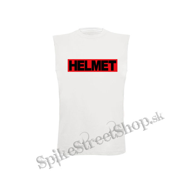 HELMET - Logo Red Black - biele pánske tričko bez rukávov