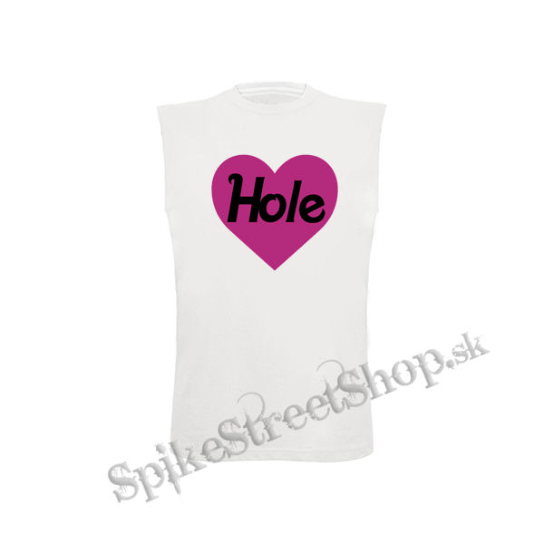 HOLE - Pink Logo Heart - biele pánske tričko bez rukávov