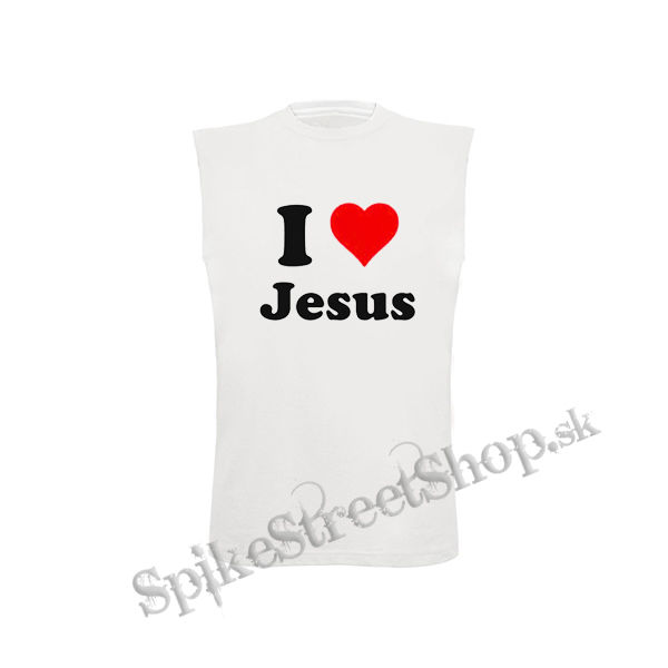 I LOVE JESUS - biele pánske tričko bez rukávov