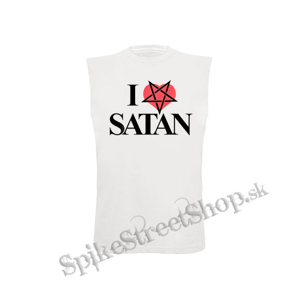 I LOVE SATAN - Pentagram Heart - biele pánske tričko bez rukávov