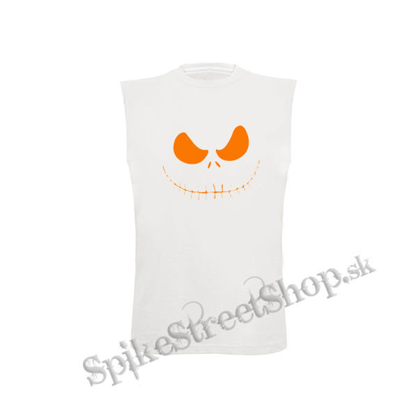 JACK SKELLINGTON - Orange Smile - biele pánske tričko bez rukávov