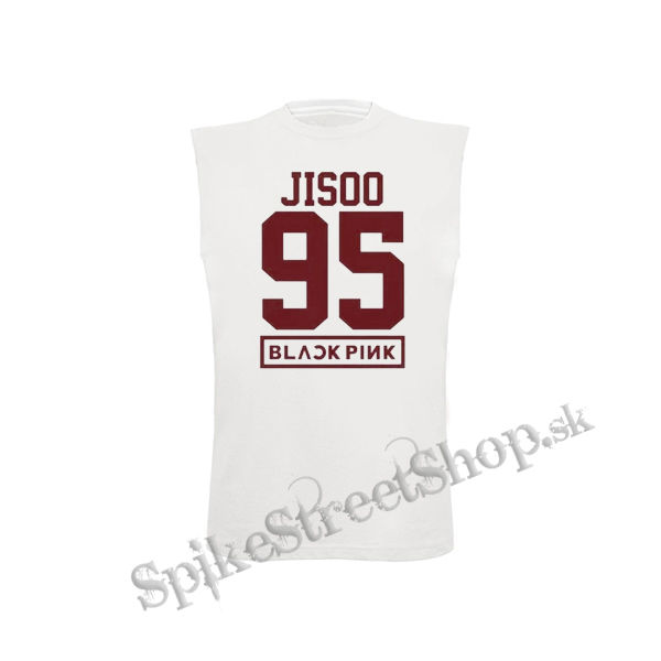 JISOO 95 - BLACKPINK - Pink Number Years - biele pánske tričko bez rukávov