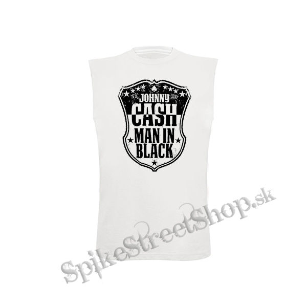JOHNNY CASH - Man In Black - biele pánske tričko bez rukávov