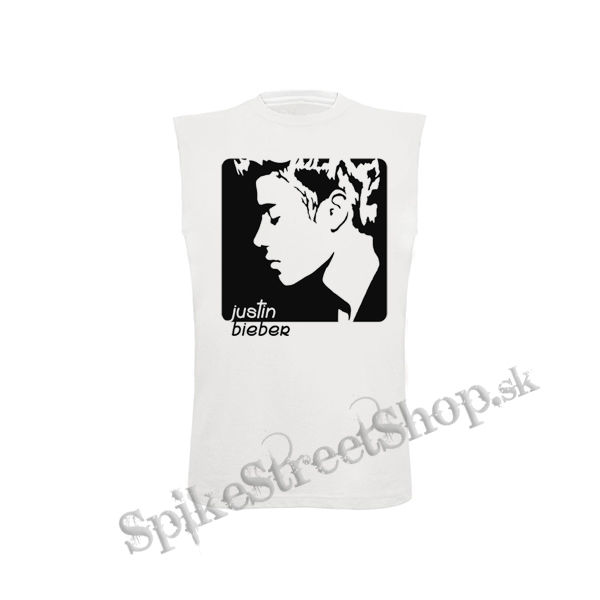 JUSTIN BIEBER - Logo & Portrait Motive 2 - biele pánske tričko bez rukávov