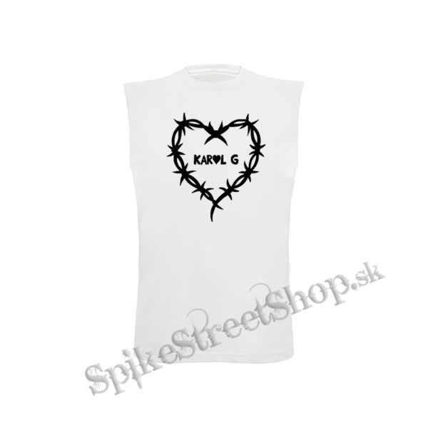 KAROL G - Barbed Wire Heart Logo - biele pánske tričko bez rukávov