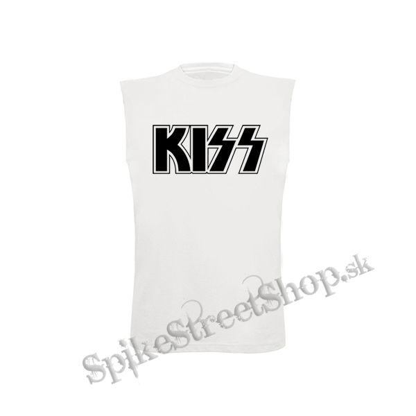 KISS - Logo - biele pánske tričko bez rukávov
