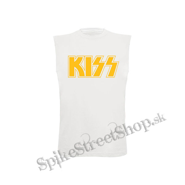 KISS - Yellow Logo - biele pánske tričko bez rukávov