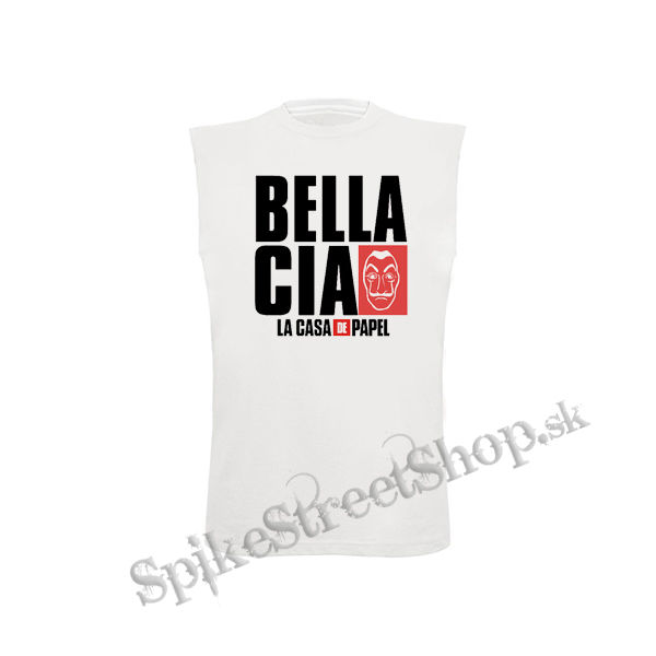 LA CASA DE PAPEL - Bella Ciao - biele pánske tričko bez rukávov