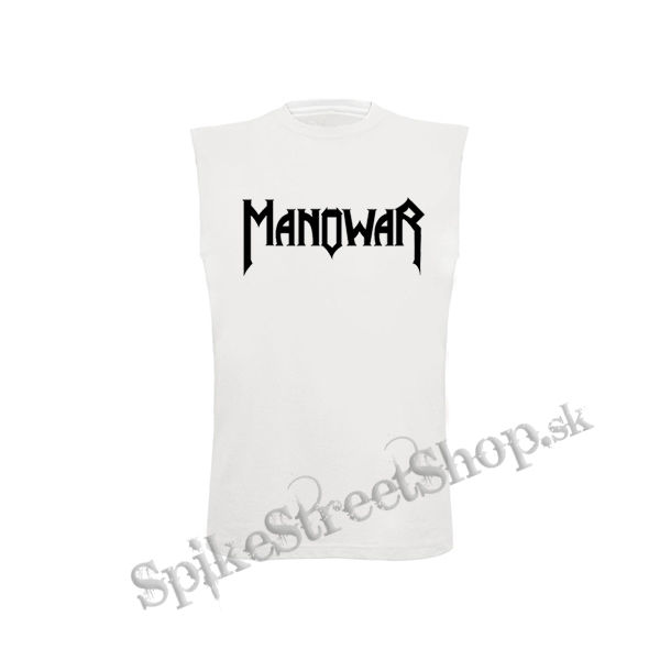 MANOWAR - Logo - biele pánske tričko bez rukávov