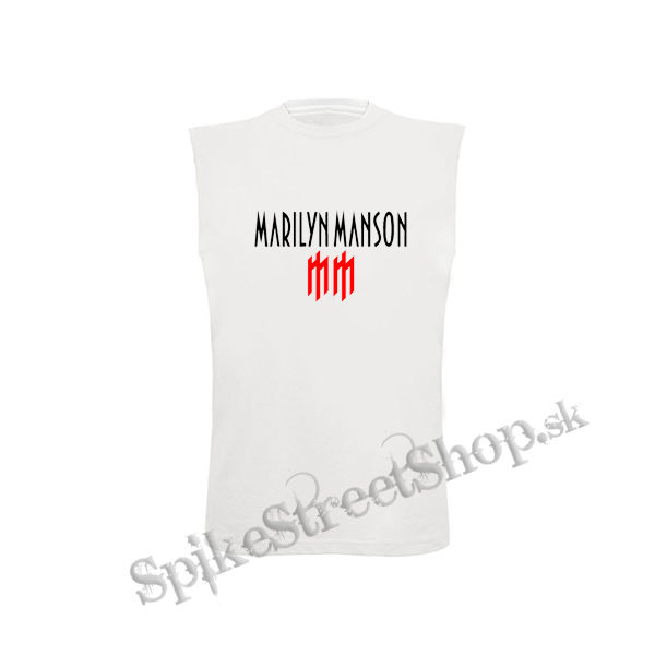 MARILYN MANSON - Logo Crest - biele pánske tričko bez rukávov